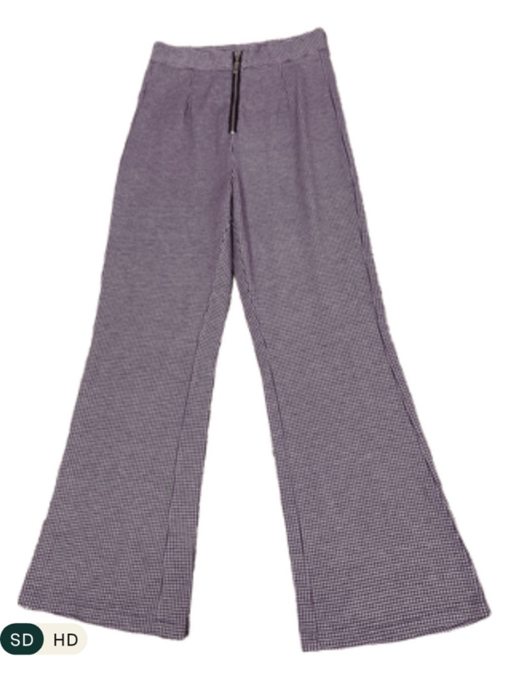 Cider Purple & White Checked Zipper Front Flared Pants, Sz XS